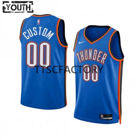 Kinder NBA Oklahoma City Thunder Trikot Benutzerdefinierte Nike 2022-23 Icon Edition Blau Swingman